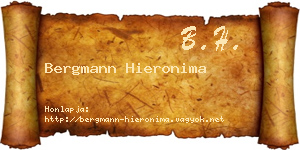 Bergmann Hieronima névjegykártya